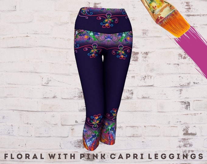 Yoga Capri Legging Women Workout Clothing Wearable Art Yoga Outfit Athletic Exercise Pant Artsy Clothes Yoga Gift Unique Abstract Art Wear