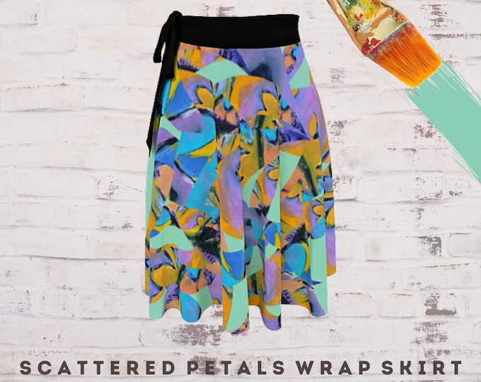 Boho Skirt, Wrap Skirt, Wearable Art, Skirt for Women, Casual Clothing, Abstract Clothing, Art Wear, Colorful Skirt, Art Clothing