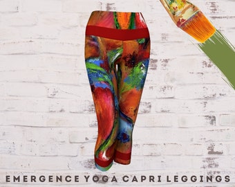 Leggings for Women, Yoga Capri Legging, Yoga Clothing, Yoga Pants, Athletic Pants, Wearable Art, Yoga Gift, Workout Clothing, Gift for Her