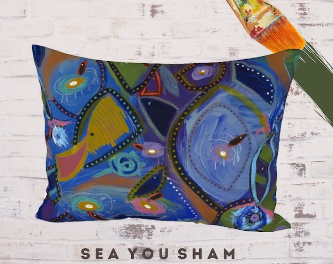 Standard Pillow Sham King Pillow Cover Designer Pillow Cover Contemporary Boho Abstract Art Pillow Sleeve Decorative Bedding Gift for Her