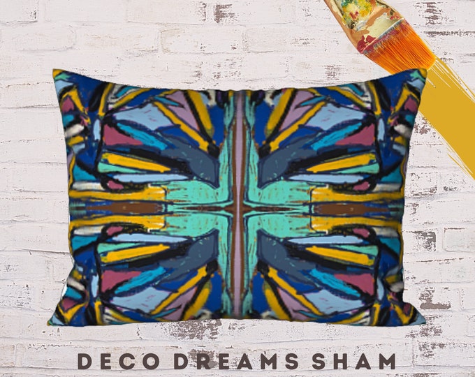 Contemporary Sham, Standard Pillow Sham, King Size Sham, Designer Bedding, New Bedding, Abstract Art Sham, Boho Pillow Cover, Bohemian Sham