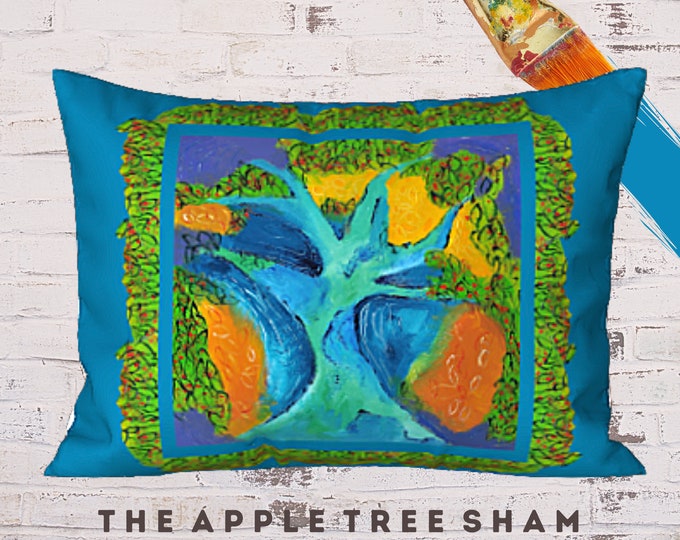 Abstract Art Sham, King Pillow Sham, Standard Size Sham, Designer Sham, Boho Bedding, Bed Pillow Cover, Colorful Sham, Tree Design Print