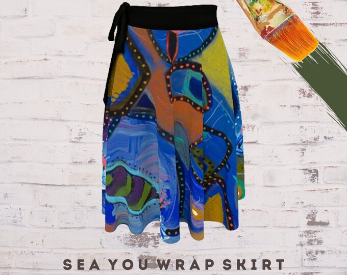 Boho Skirt, Dress Skirt, Wrap Skirt, Wearable Art, Skirt for Women, Casual Skirt, Abstract Clothing, Art Wear, Colorful Skirt, Art Clothing