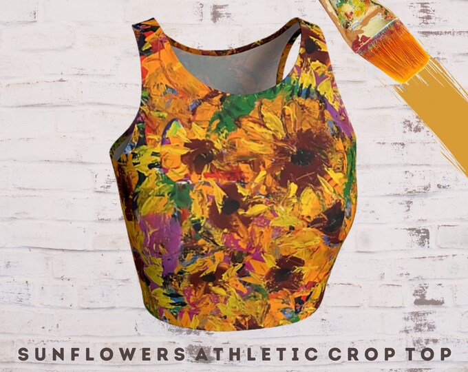 Athletic Clothing, Floral Crop Top, Workout Clothing, Women Workout Top, Athletic Shirt, Yoga Clothing, Wearable Art, Yoga Gift, Art Gift