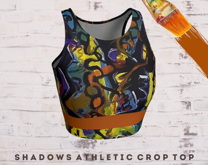 Women Yoga Top, Yoga Clothing, Athletic Crop Top, Wearable Art, Athletic Shirt, Workout Top, Gift for Yoga Lover, Boho Top, Cropped Top