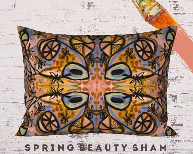 King Size Sham, Standard Sham, Designer Sham, Contemporary Sham, Boho Pillow Cover, Bohemian Sham, Art Sham, Modern Bedding, Colorful Sham