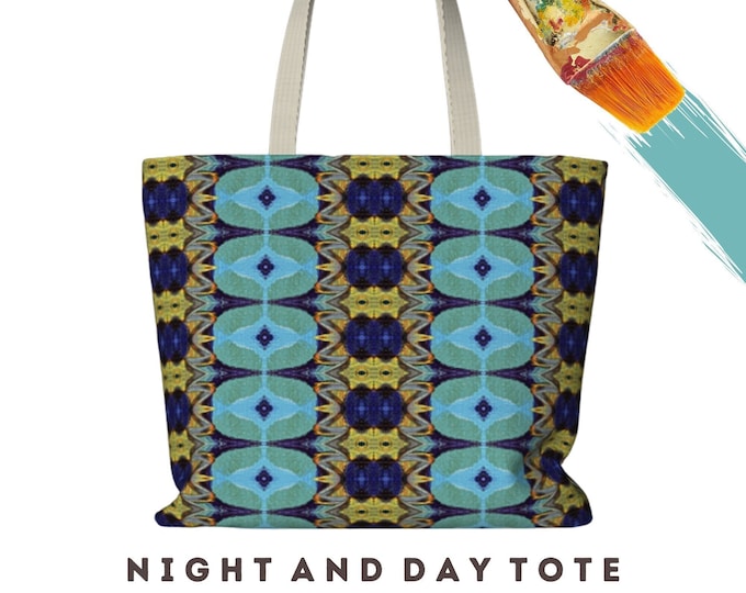 Tote Bag Large Designer Wearable Art Abstract Shopping Market Carry Oversized Handbag Unique Artsy Colorful Print Retro Boho Gift for Her
