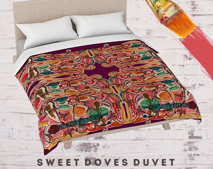 King Size Duvet, Modern Queen Duvet, Abstract Art Duvet, Colorful Duvet, Boho Bed Cover, Decorative Bedding, Unique Bed Decor, Luxury Duvet