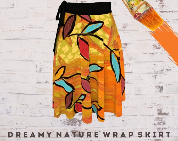Boho Skirt, Wrap Skirt, Skirt for Women, Patterned Skirt, Abstract Clothing, Wearable Art, Art Wear, Colorful Skirt, Casual Clothing