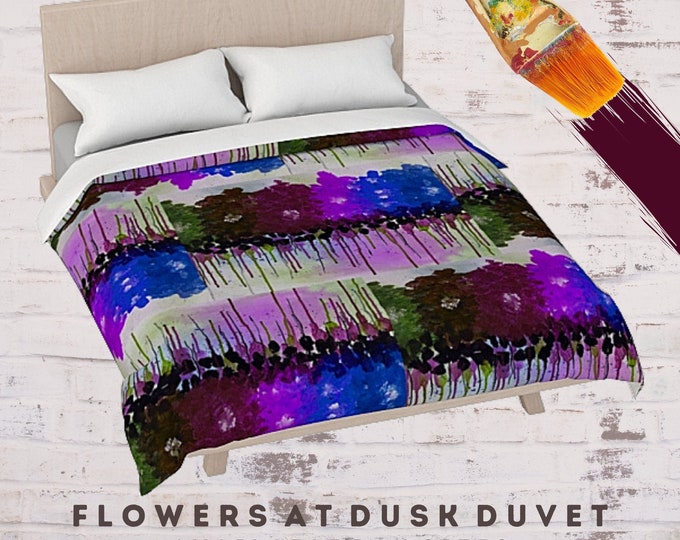 Floral Duvet Artistic Abstract Art Unique Modern Flower Printed Colorful Funky Retro Bedding Chic Luxury Bedroom Decor Bed Comforter Cover