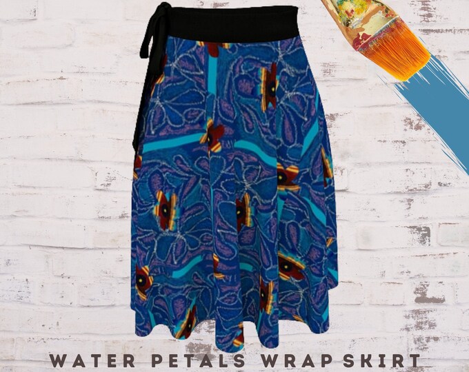 Dress Skirt, Skirt for Women, Designer Fashion, Wearable Art, Boho Skirt, Wrap Skirt, Casual Clothing, Art Wear, Flower Print Skirt