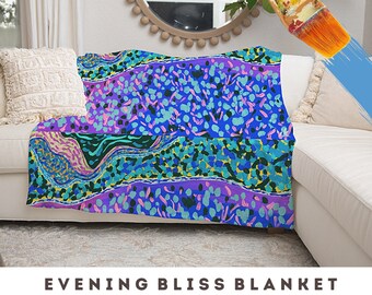 Blanket Plush Soft Velveteen Cozy Minky Throw Blanket Abstract Art Bold Colorful Bedding Unique Designer Living Room Bedroom Modern Decor