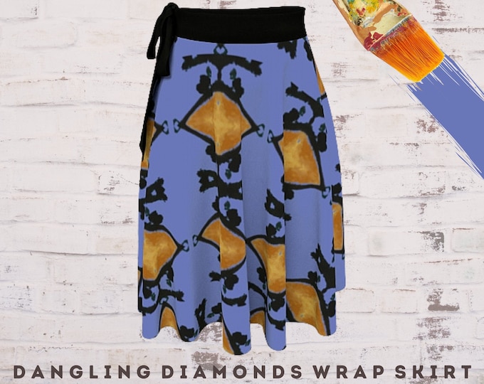 Colorful Wrap Skirt for Women Wearable Art Boho Casual Abstract Designer Fashion Clothing Beach Coverup Modern Fashion Wear Bright Color
