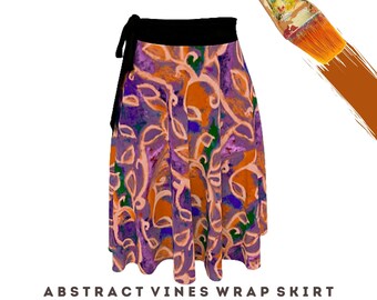 Wearable Art Wrap Skirt Abstract Casual Wear Boho Colorful Clothing Beach Coverup Dress Skirt Modern Artsy Dressy Stylish Designer Fashion