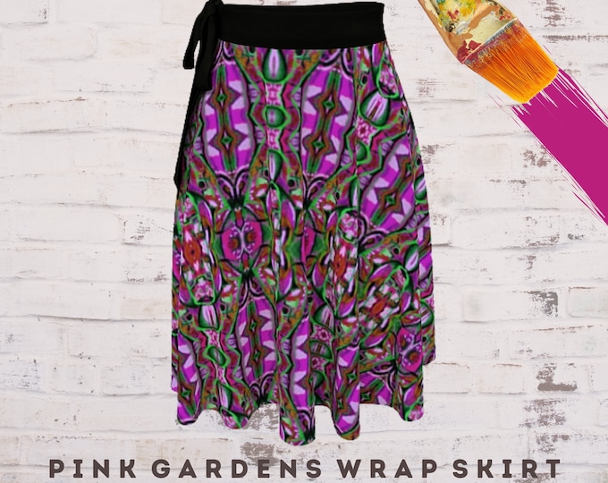 Dress Skirt, Boho Skirt, Casual Skirt, Wrap Skirt, Wearable Art, Skirt for Women, Abstract Art Wear, Designer Fashion, Colorful Skirt