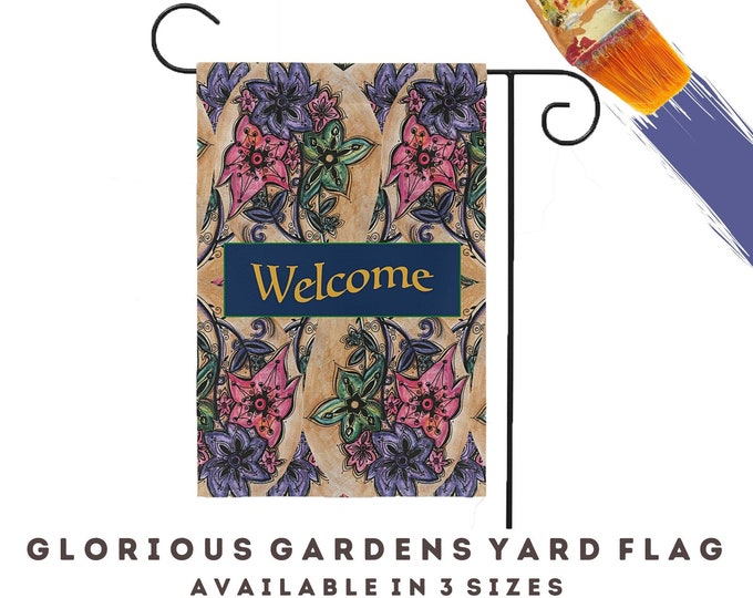 Art Garden Flag Welcome Floral Abstract Yard Lawn Hanging Decoration Colorful Unique Outdoor Indoor Tapestry Retro Boho Outside Home Decor