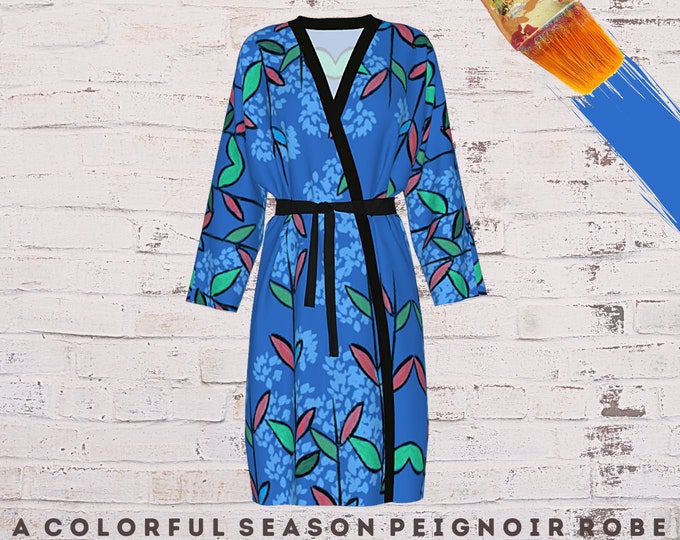 Womens Robe, Wearable Art, Abstract Art Robe, Designer Loungewear, Beach Cover Up, Luxury Robe, Colorful Bathrobe, Casual Wear, Dressy Wrap