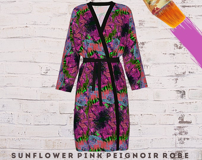 Robe for Women, Wearable Art, Designer Robe, Abstract Clothing, Lounge Wear, Colorful Robe, Casual Coverup, Luxury Dress Robe, Beach Wrap