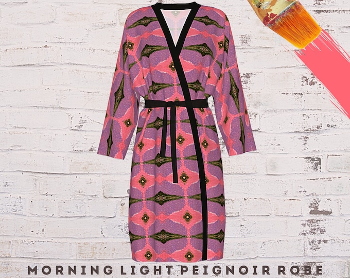 Womens Robe Wearable Art Colorful Loungewear Abstract Design Casual Coverup Luxury Gift Dress Bathrobe Designer Dressy Clothing Beach Wrap