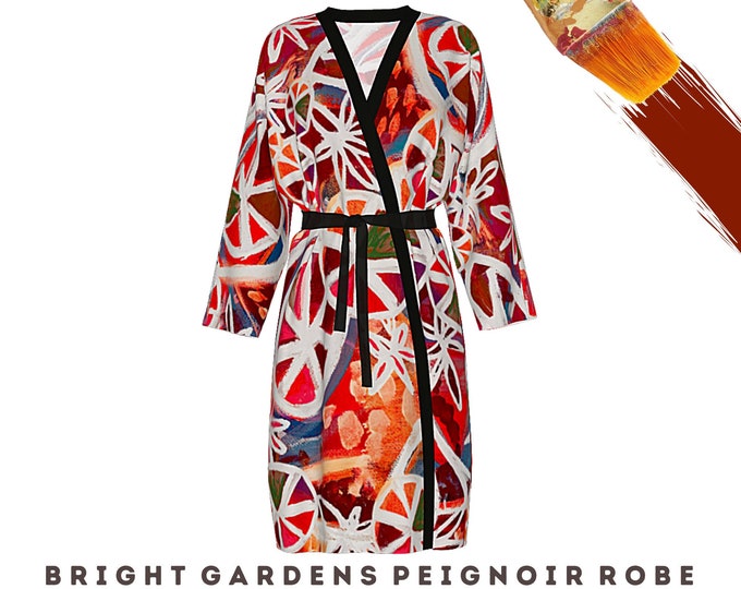 Abstract Wearable Art Kimono Robe Clothing Dress Robe Designer Loungewear Beach Coverup Modern Design Casual Bathrobe Art Lover Gift for Her