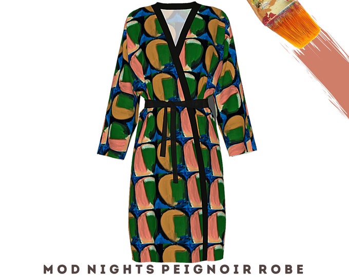 Robe Wearable Art Bathrobe Colorful Beach Coverup Casual Resort Wear Luxury Kimono Duster Classic Designer Elegant Artsy Dressy Loungewear