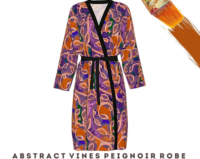 Colorful Robe Abstract Art Bathrobe Luxury Wear Beach Coverup Casual Cover Up Kimono Designer Clothing Dressy Loungewear Unique Gift for Her