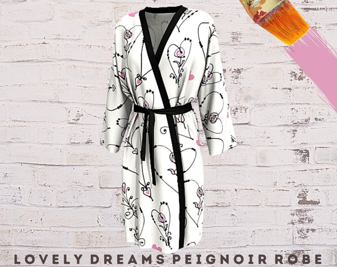 Robe for Women, Bridal Robe, Heart Clothes, Casual Cover Up, Kimono Robe, Luxury Robe, Designer Clothing, Casual Wear, Dress Robe