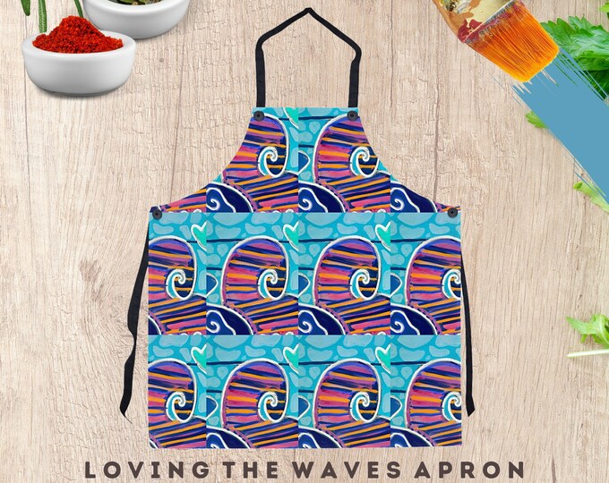 Kitchen Apron Abstract Wearable Art Artist Designed Colorful Unique Designer Funky Chef Cooking Baking Culinary Smock Artsy Hostess Gift