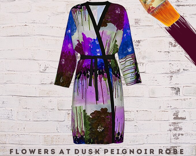 Womens Robe, Luxury Robe, Abstract Art Robe, Wearable Art, Casual Cover Up, Kimono Robe, Designer Clothing, Beach Wrap, Colorful Loungewear