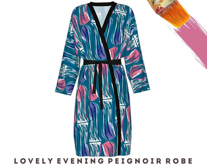 Wearable Art Robe Abstract Kimono Designer Clothing Beach Coverup Casual or Dress Modern Design Loungewear Bathrobe Art Lover Gift for Her