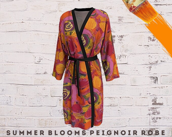 Robe for Women, Abstract Art Robe, Peignoir Robe, Casual Cover Up, Kimono Robe, Luxury Robe, Designer Clothing, Casual Wear, Dress Robe