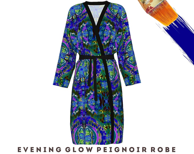 Wearable Art Womens Colorful Robe Abstract Clothing Dress Robe Designer Loungewear Beach Cover Up Modern Design Casual Bathrobe Artsy Kimono