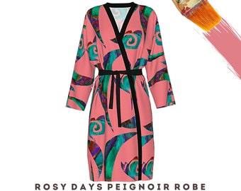 Robe Wearable Art Abstract Colorful Casual or Dress Wrap Luxury Designer Clothing Beach Swimsuit Coverup Flower Loungewear Kimono Duster