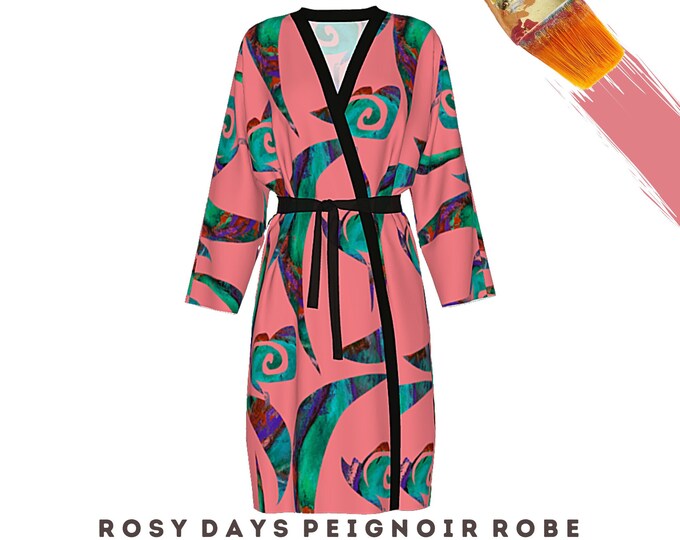 Robe Wearable Art Abstract Colorful Casual or Dress Wrap Luxury Designer Clothing Beach Swimsuit Coverup Flower Loungewear Kimono Duster