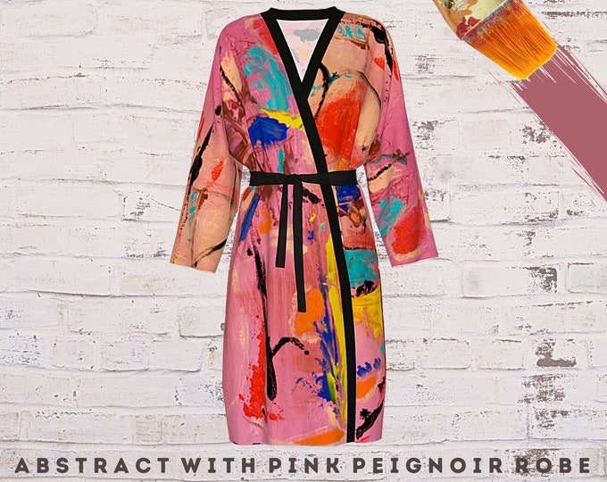 Womens Robe Abstract Art Bathrobe Luxury Wear Colorful Beach Coverup Casual Cover Up Kimono Designer Clothing LoungeWear Unique Gift for Her