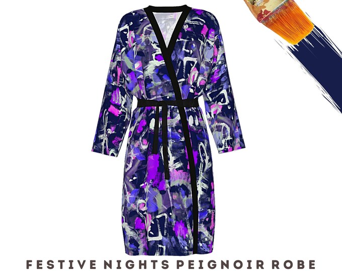 Wearable Art Robe Modern Fashion Casual Colorful Boho Clothing Dress Wrap Abstract Designer Bathrobe Luxury Loungewear Swimsuit Coverup