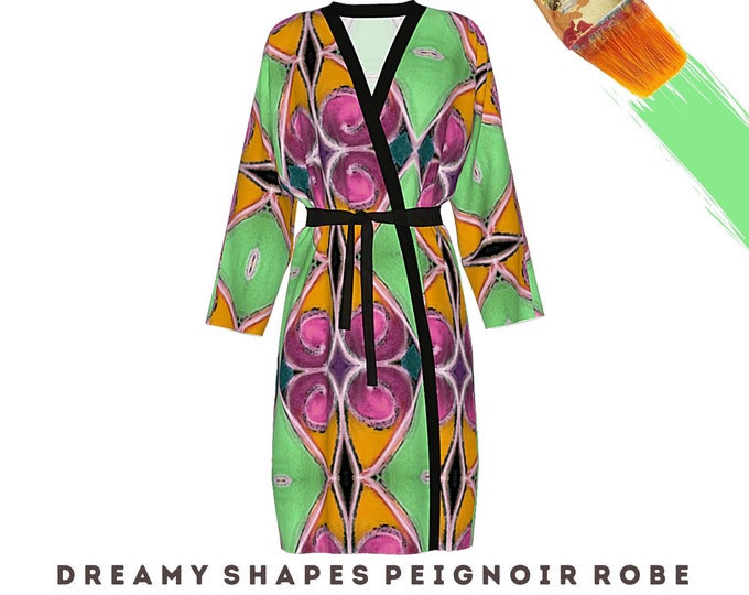 Wearable Art Womens Robe Boho Clothing Dress Robe Abstract Designer Bathrobe Luxury Loungewear Beach Coverup Modern Fashion Casual Wear