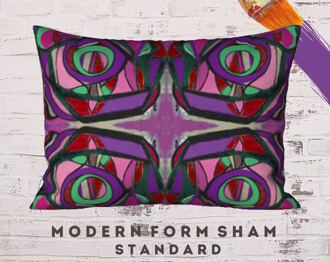 Abstract Art Sham, King Pillow Sham, Standard Size Sham, Home Decor, Designer Pillow, Boho Bedding, Modern Pillow Cover, Unique Bed Decor