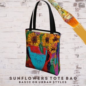 Floral Tote Bag, Designer Bag, Shopping Bag, Art Tote, Large Tote, Floral Tote, Sunflower Bag, Gift for Her, Print Handbag, Art Lover Gift