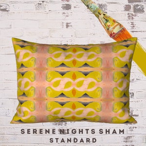 Art Pillow Sham Standard or King Abstract Designer Colorful Modern Spring Summer Bedding Retro Boho Pillow Cover Unique Luxury Gift Idea