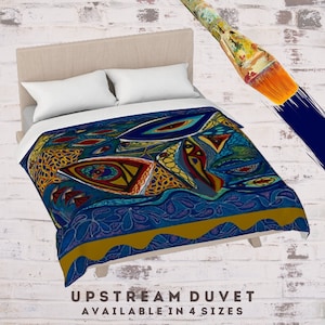 Abstract Bedding, King Bedding, Queen Bedding, Art Duvet Cover, Boho Duvet, Aquatic Design, Full Bed Cover, Twin Duvet, Unique Bedding,