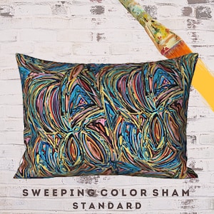 Standard Size Sham, King Pillow Sham, Abstract Art Sham, Luxury Bedding, Designer Sham, Colorful Sham, Printed Pillow Sham, Pillow Cover