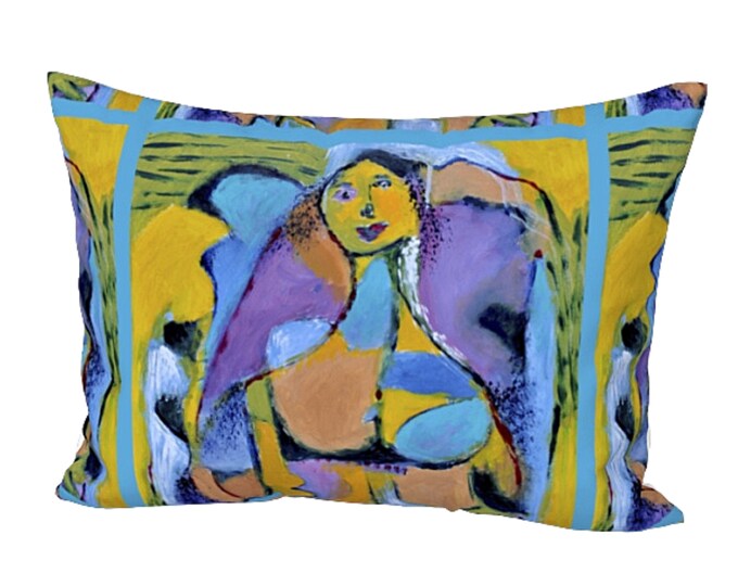 Art Sham Standard or King Colorful Designer Abstract Pillow Cover Luxury Bed Decor Artistic Bright Retro Boho Bedding Housewarming Gift
