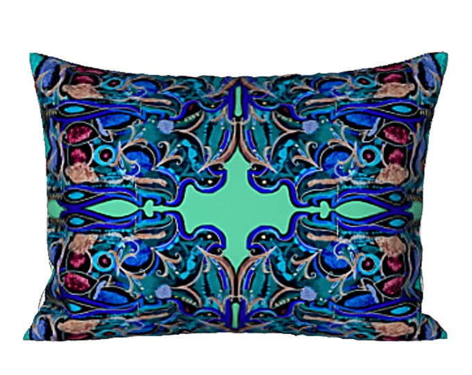Standard Sham King Pillow Cover Colorful Designer Abstract Art Bedding Bed Decor Boho Blue Design Modern Decorating Luxury Home Bed Sham