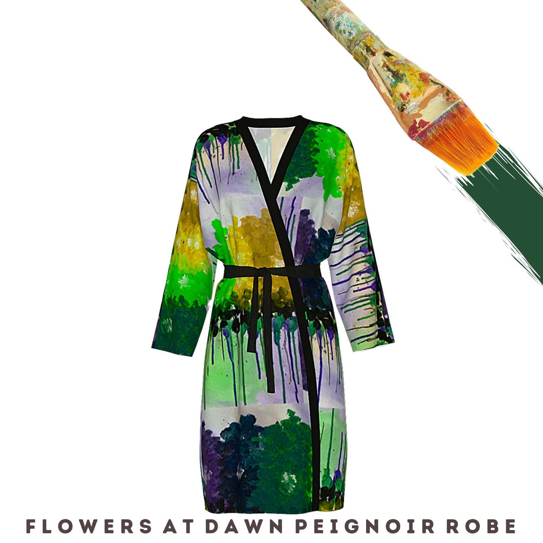 Colorful Robe Wearable Art Abstract Casual or Dress Wrap Luxury Duster ...