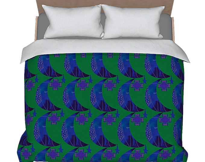 Abstract Duvet Modern Art Colorful Retro Boho Designer Bedding Unique Moon Printed Design Comforter Cover Artistic Luxury Chic Bedroom Decor