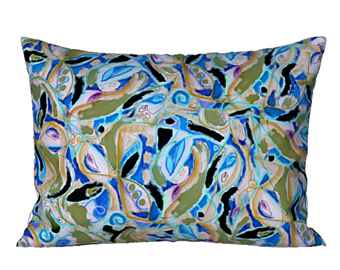 Artistic Sham King or Standard Designer Abstract Art Colorful Bold Bedding Unique Artsy Printed Pillow Cover Luxury Art Lover Hostess Gift