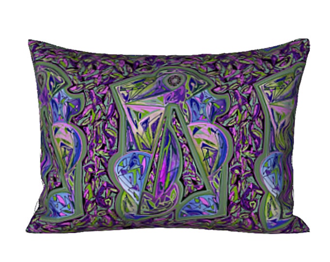 Artistic Sham Standard or King Pillow Cover Designer Bed Decor Colorful Abstract Art Deco Bedding Boho Retro Chic Luxury Artsy Hostess Gift