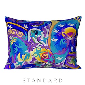 Pillow Sham Standard King Pillow Cover Colorful Designer Bedding Modern Abstract Art Bird Design Luxury Bed Pillow Artsy Housewarming Gift