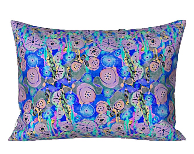 Abstract Floral Sham Standard or King Pillow Cover Colorful Designer Modern Bedding Unique Art Luxury Gift Boho Home Interior Bedroom Decor